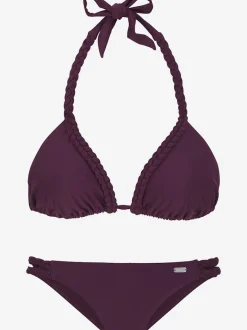 Bikini triangle ajustable avec détails tressés et bonnets amovibles