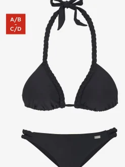 Bikini triangle ajustable avec détails tressés et bonnets amovibles