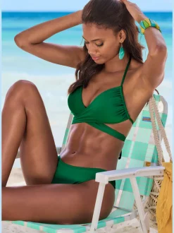 Bikini triangle avec bonnets amovibles à nouer multifonctionnel