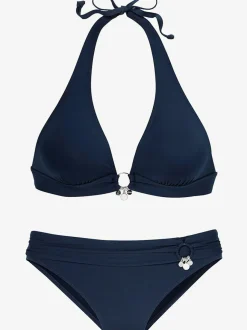 Bikini triangle avec bonnets amovibles et détails argentés