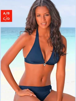 Bikini triangle avec bonnets amovibles et détails argentés
