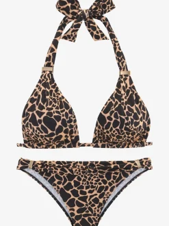 Bikini triangle avec imprimé animal et bonnets amovibles