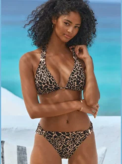 Bikini triangle avec imprimé animal et bonnets amovibles