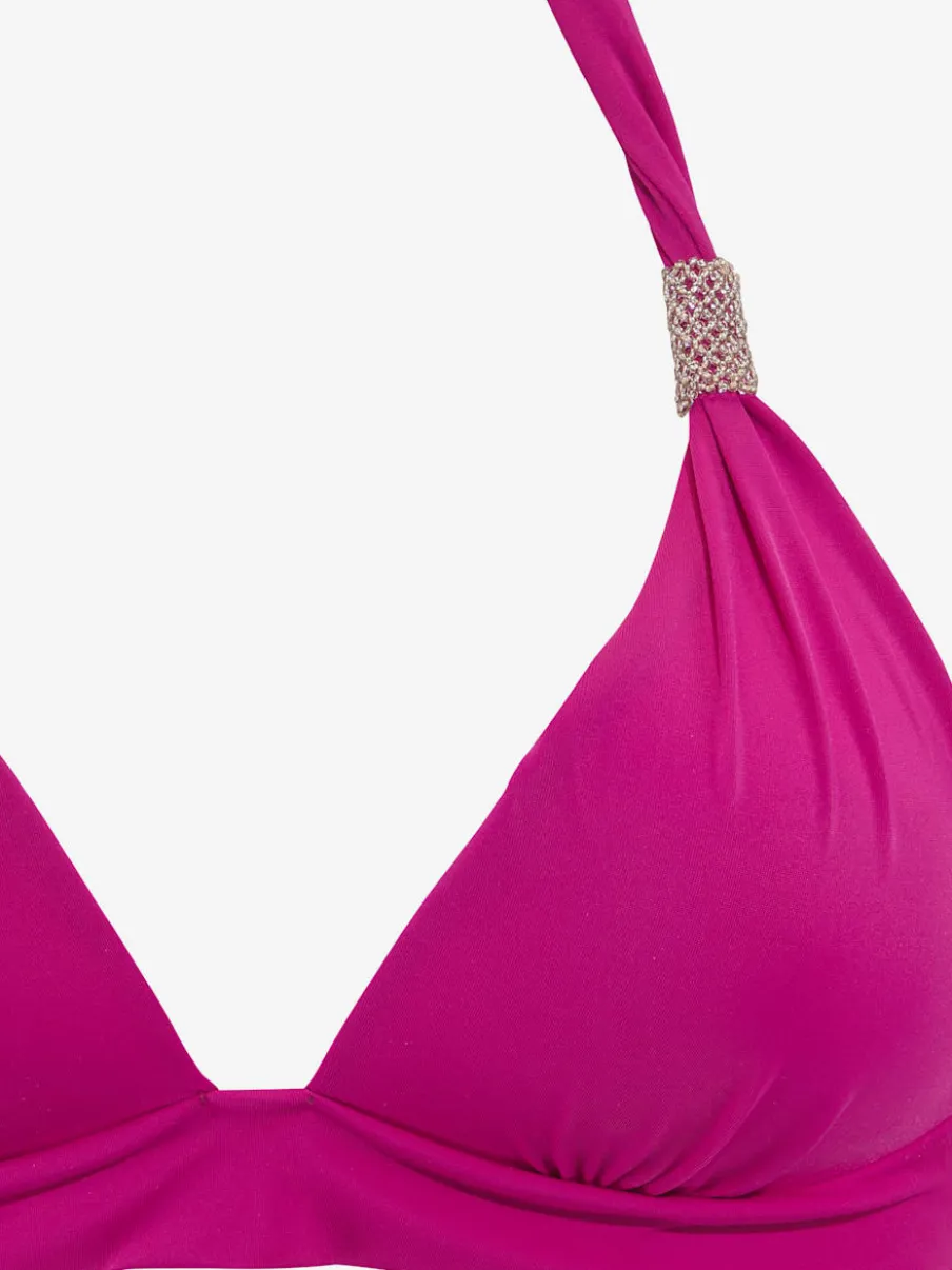 Bikini triangle avec jolies perles fantaisie et ceinture à revers