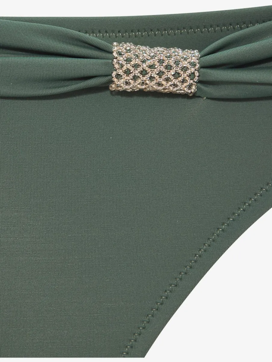 Bikini triangle avec jolies perles fantaisie et ceinture à revers