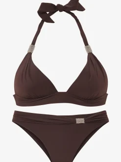 Bikini triangle avec jolies perles fantaisie et ceinture à revers