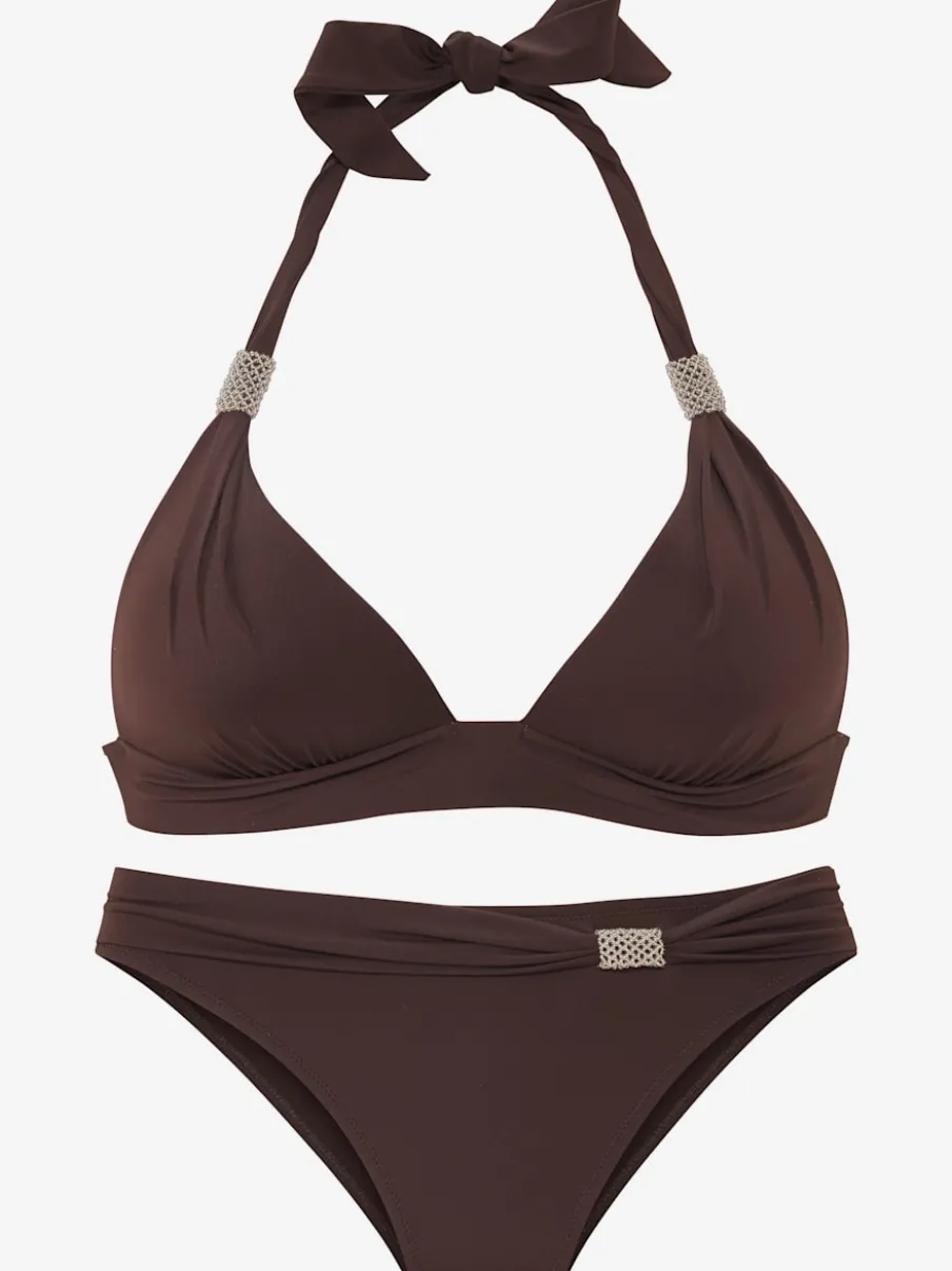 Bikini triangle avec jolies perles fantaisie et ceinture à revers