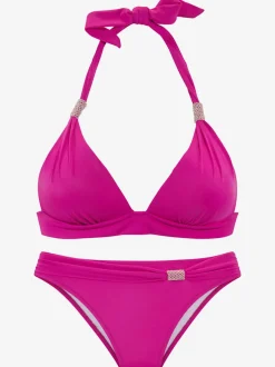 Bikini triangle avec jolies perles fantaisie et ceinture à revers