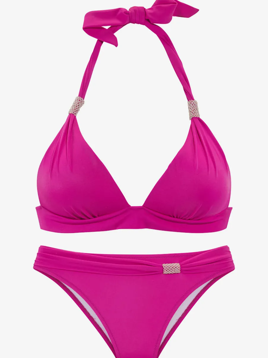 Bikini triangle avec jolies perles fantaisie et ceinture à revers