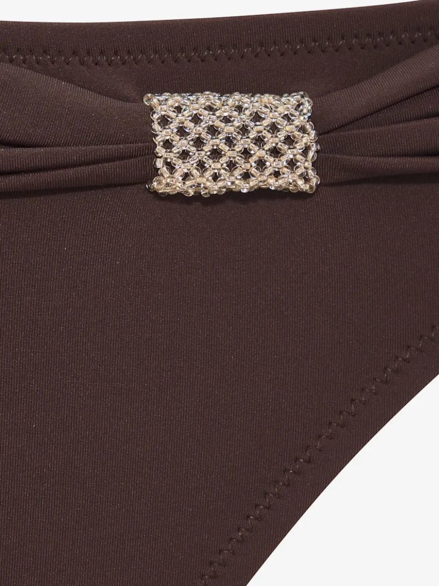 Bikini triangle avec jolies perles fantaisie et ceinture à revers