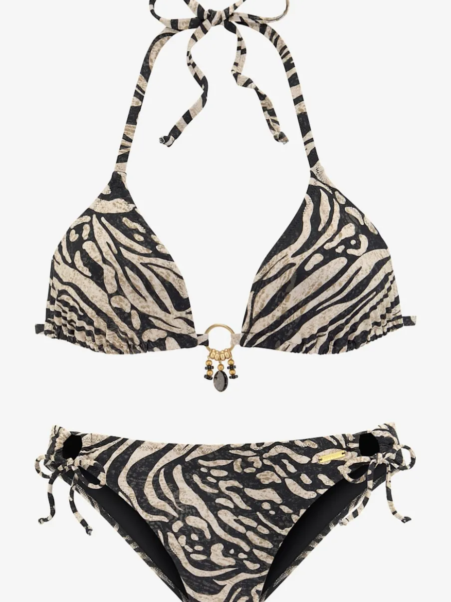 Bikini triangle avec liens sur les côtés et motif animal