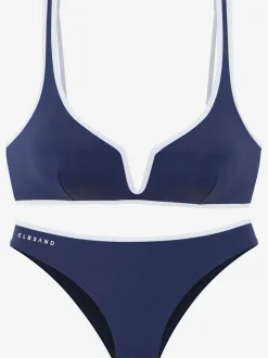 Bikini triangle avec passepoil contrasté et décolleté en V