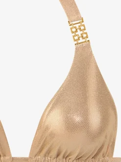 Bikini triangle avec revêtement brillant et boucles décoratives