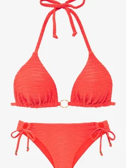 Bikini triangle en matière structurée avec détails brillants et anneau doré