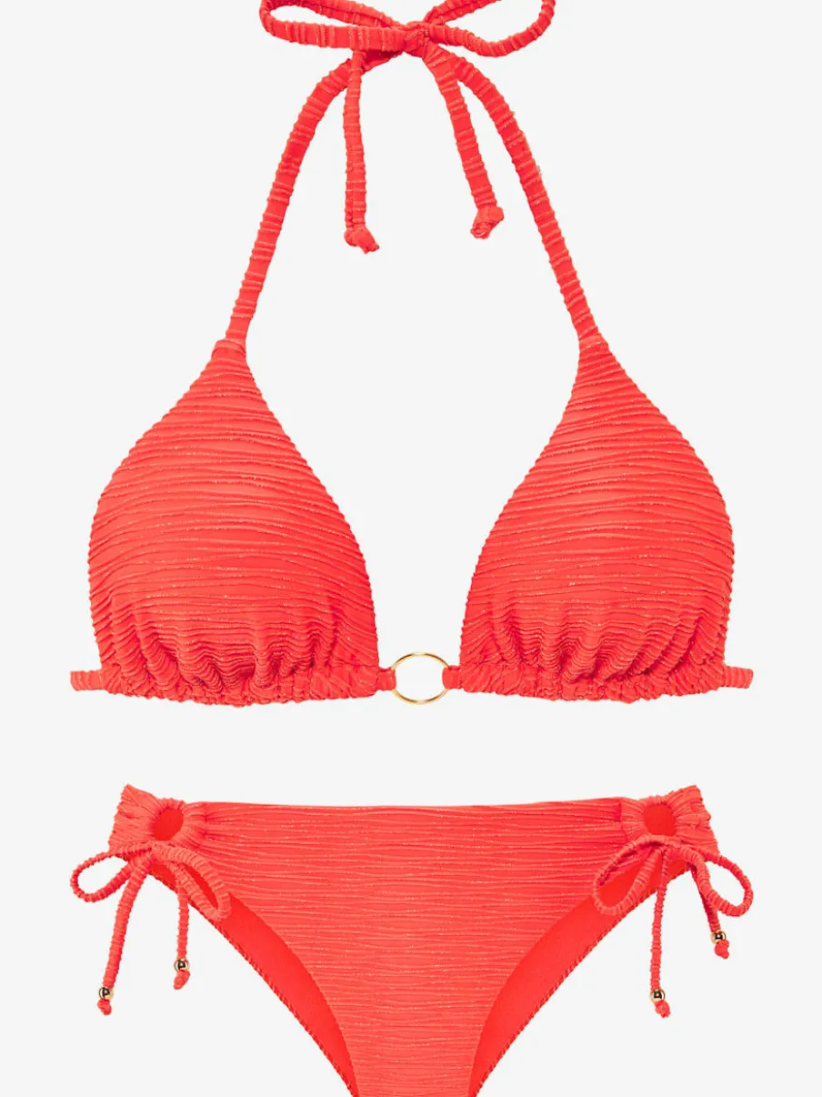Bikini triangle en matière structurée avec détails brillants et anneau doré