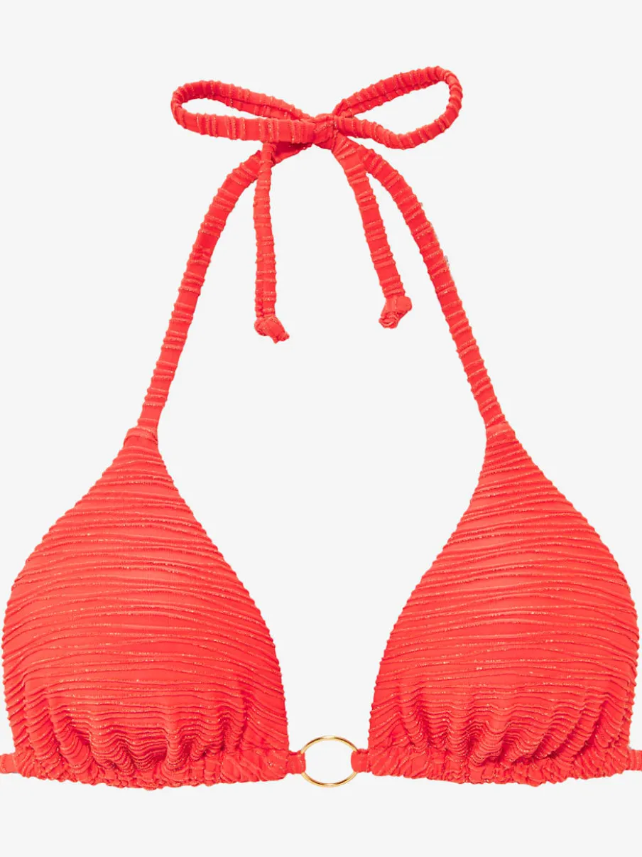 Bikini triangle en matière structurée avec détails brillants et anneau doré