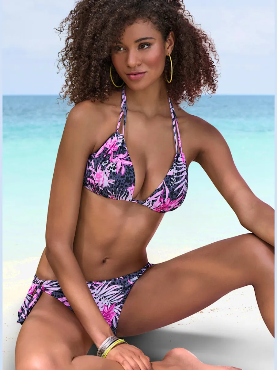 Bikini triangle à imprimé coloré avec bonnets rembourrés et bretelles à nouer