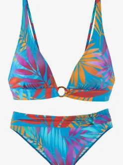 Bikini triangle à imprimé feuilles avec bonnets amovibles et bretelles réglables