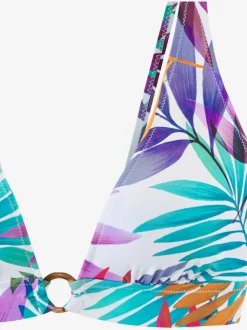 Bikini triangle à imprimé feuilles avec bonnets amovibles et bretelles réglables