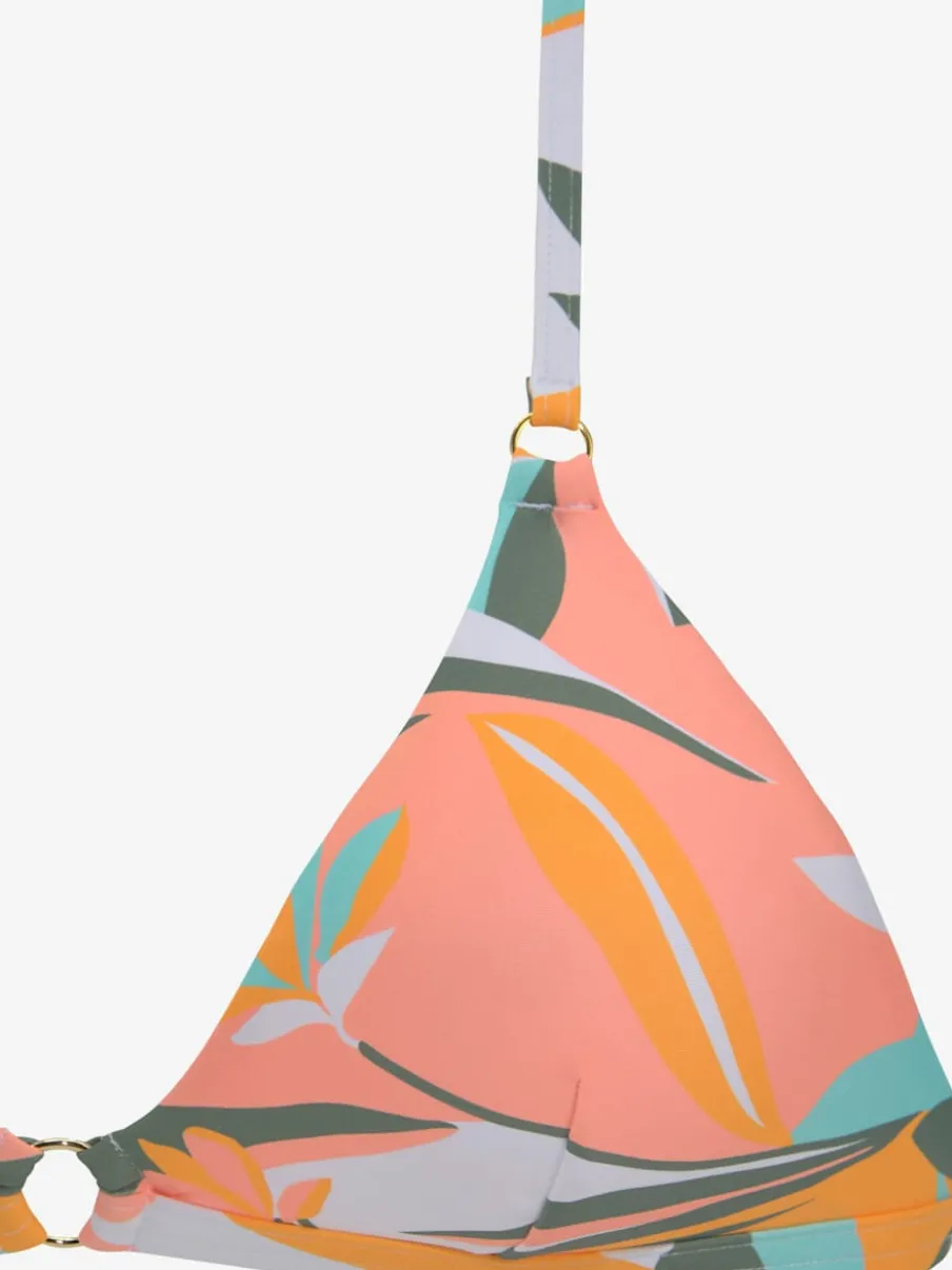 Bikini triangle à imprimé feuilles avec bretelles ajustables
