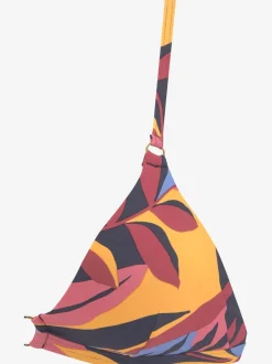 Bikini triangle à imprimé feuilles avec bretelles ajustables