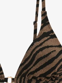 Bikini triangle à motifs animaux en matière structurée brillante