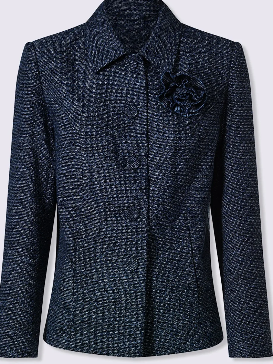 Blazer avec col chemise et broche florale amovible