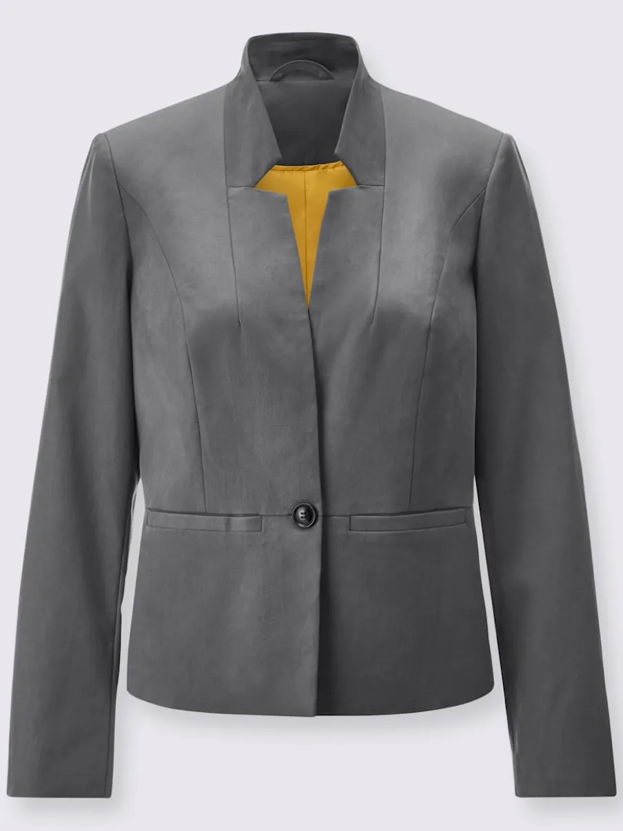 Blazer avec col montant et poches passepoilées raffinées