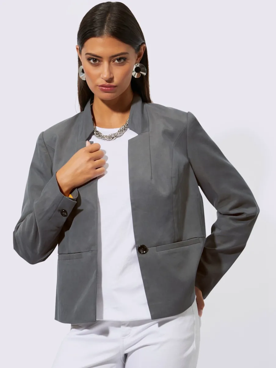Blazer avec col montant et poches passepoilées raffinées