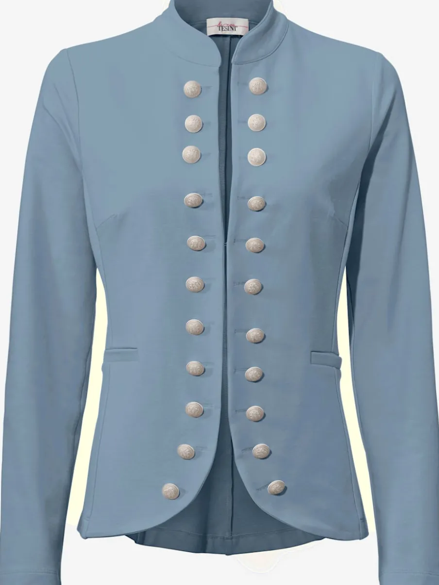 Blazer avec col montant poches manches longues ajusté