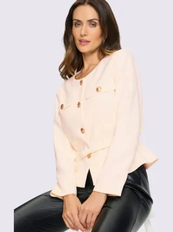 Blazer avec encolure ronde et manches longues à boutons fantaisie