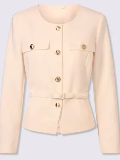 Blazer avec encolure ronde et manches longues à boutons fantaisie