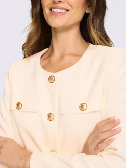 Blazer avec encolure ronde et manches longues à boutons fantaisie