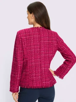 Blazer bouclé avec encolure ronde et manches longues