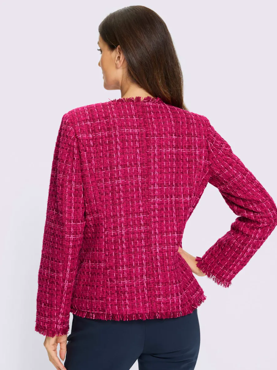 Blazer bouclé avec encolure ronde et manches longues