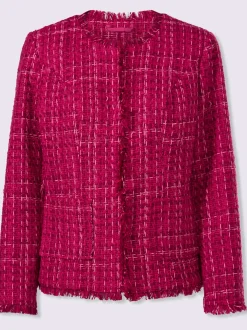 Blazer bouclé avec encolure ronde et manches longues