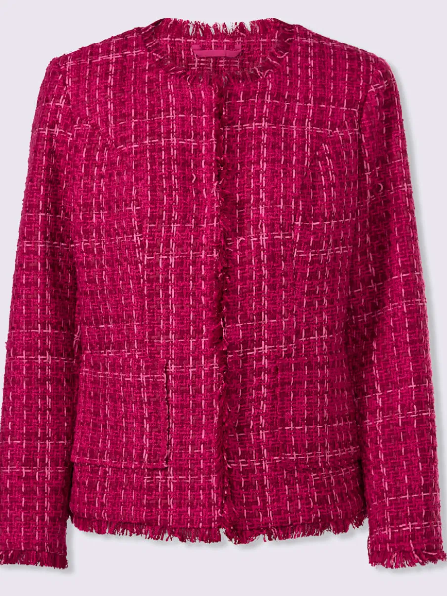 Blazer bouclé avec encolure ronde et manches longues