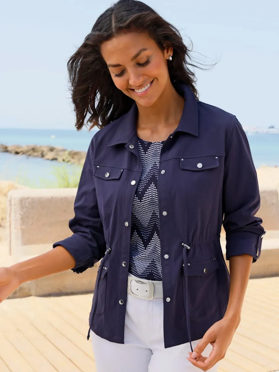 Blazer chemisier à col à revers avec poches plaquées