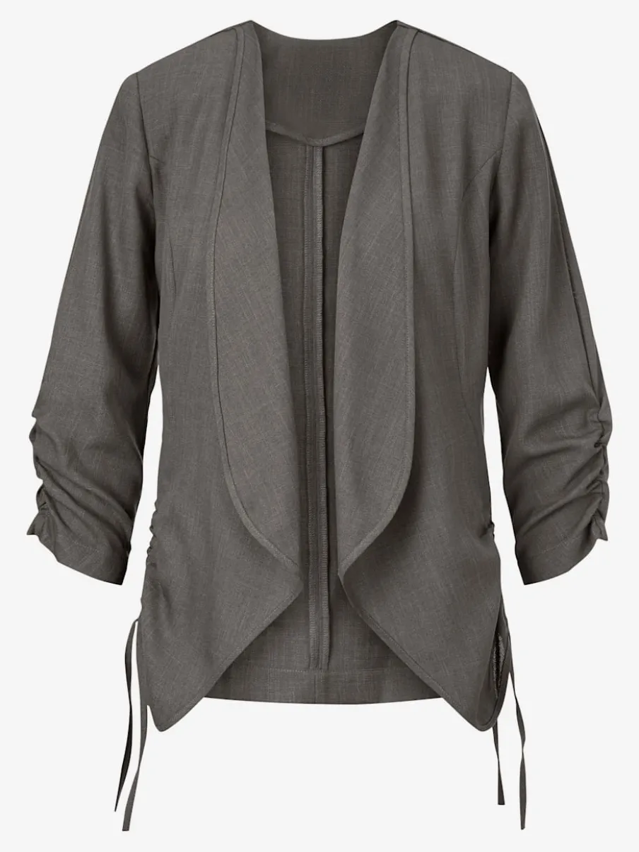 Blazer chemisier léger à col châle et manches trois-quarts