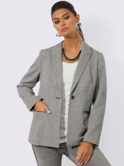 Blazer cintré à col revers manches longues motif jacquard