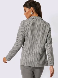 Blazer cintré à col revers manches longues motif jacquard
