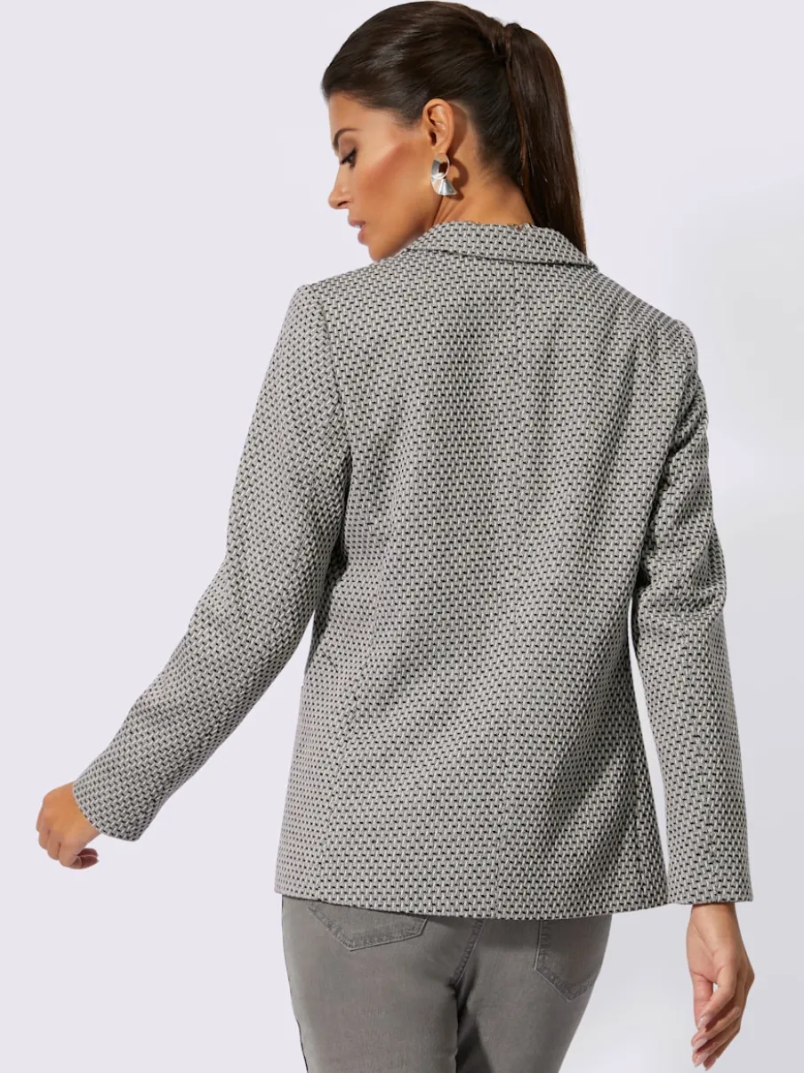Blazer cintré à col revers manches longues motif jacquard