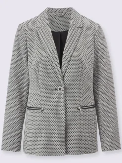 Blazer cintré à col revers manches longues motif jacquard