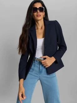 Blazer à col à revers avec poches et manches bouffantes