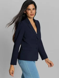 Blazer à col à revers avec poches et manches bouffantes