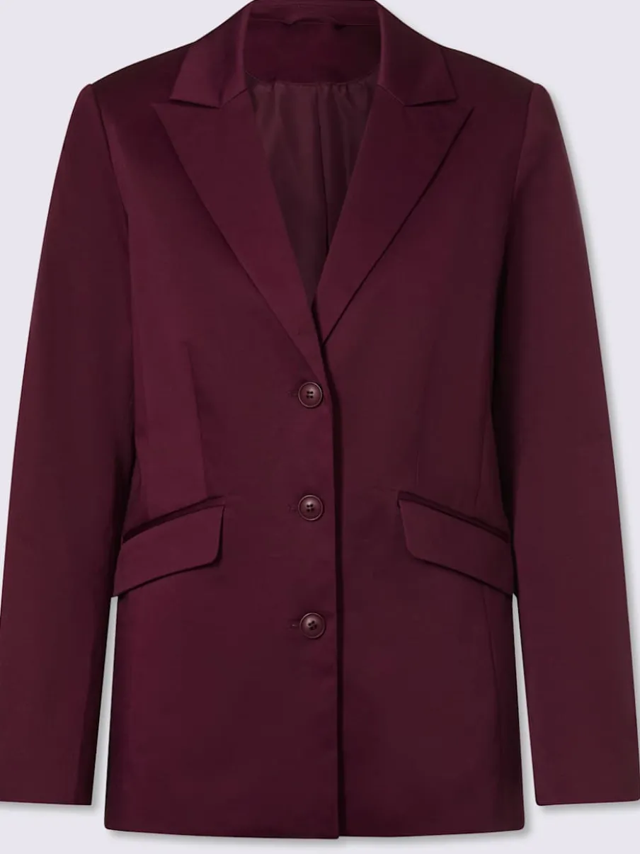 Blazer col à revers en chintz avec manches longues et poches à rabat