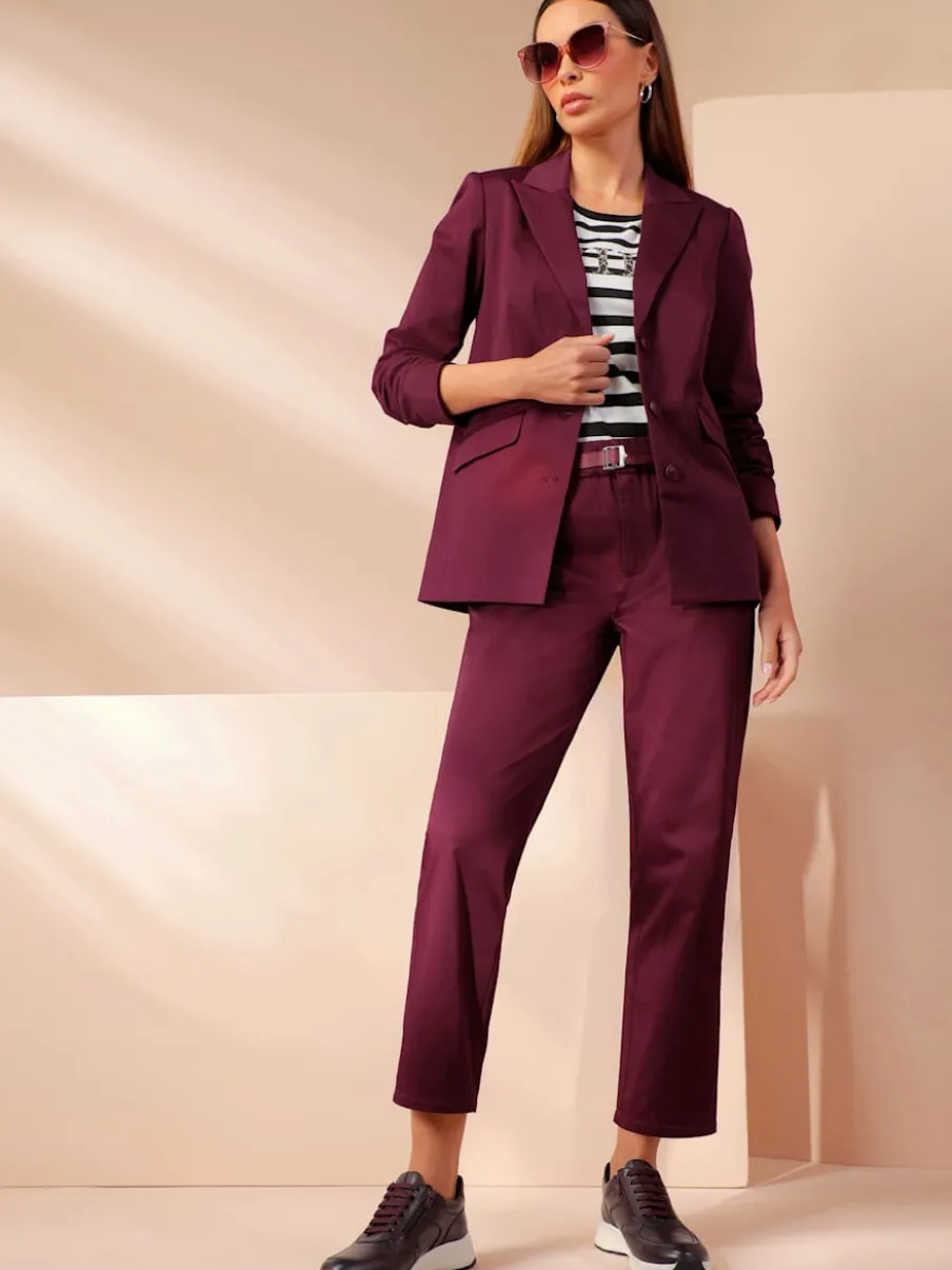 Blazer col à revers en chintz avec manches longues et poches à rabat