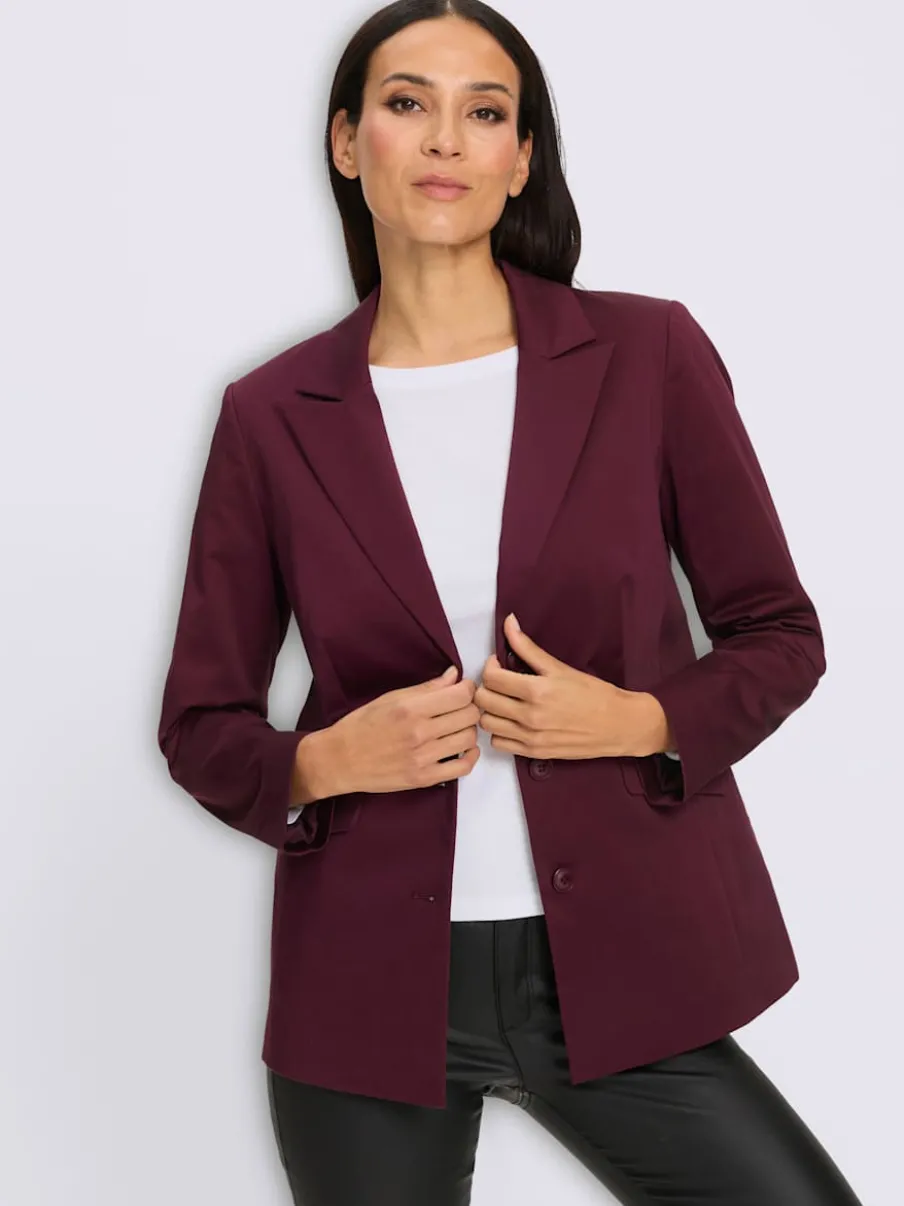 Blazer col à revers en chintz avec manches longues et poches à rabat