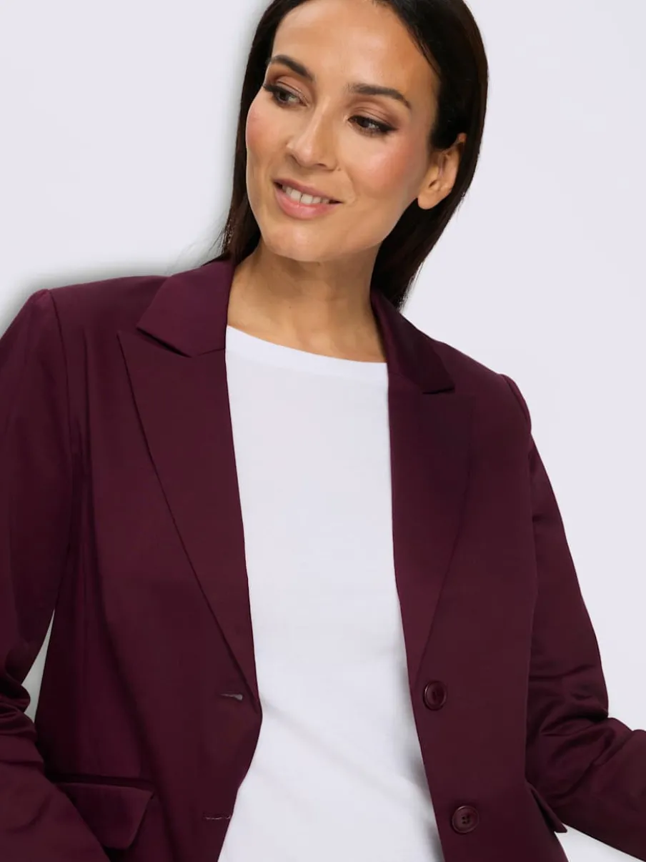Blazer col à revers en chintz avec manches longues et poches à rabat