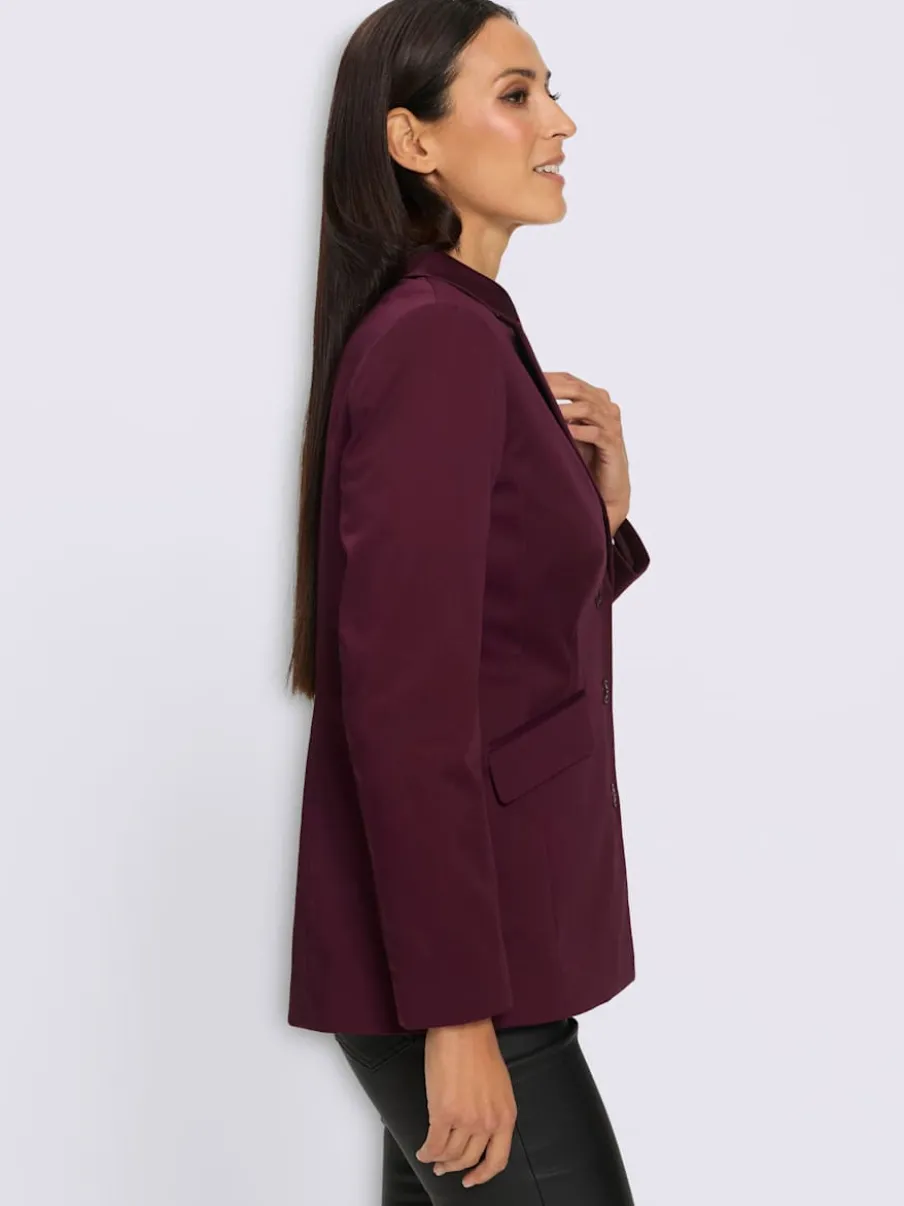 Blazer col à revers en chintz avec manches longues et poches à rabat
